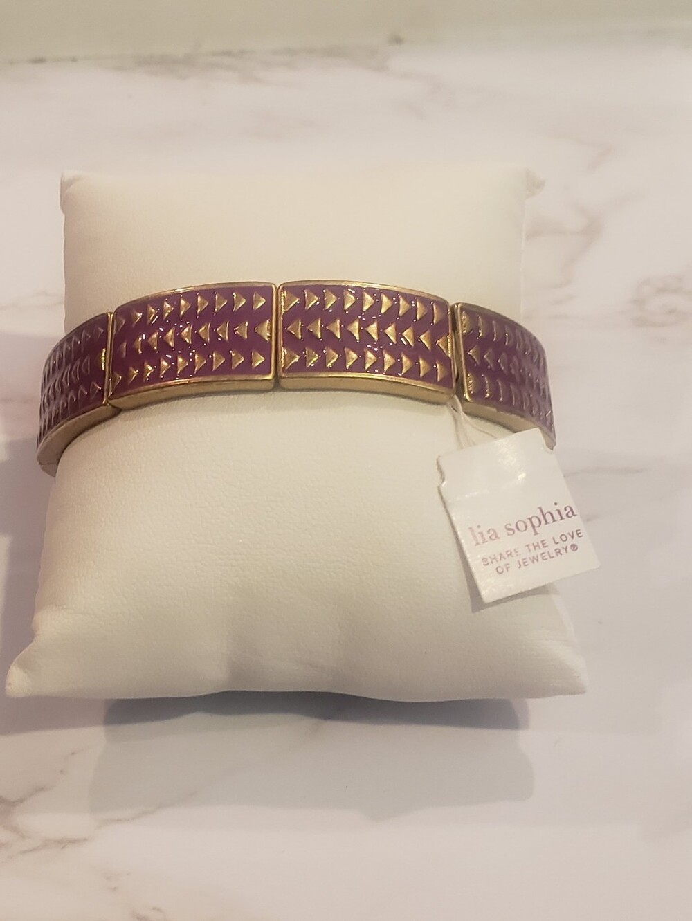 Lia Sophia Purple With Goldtone Accents Stretch Bracelet NWOT